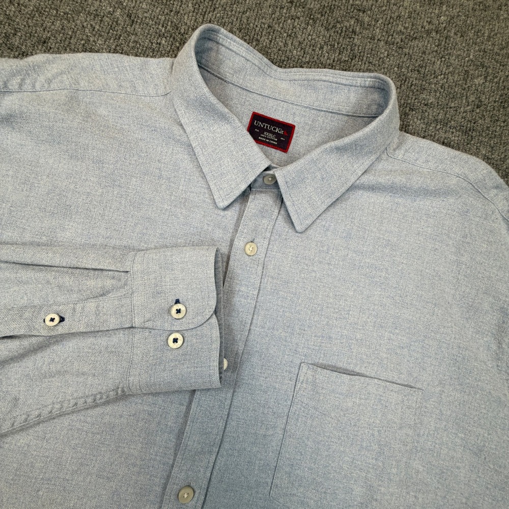 UNTUCKit Sherwood Button Down Shirt Mens XXXLC Blue Cotton Long Sleeve‎ PLS READ
